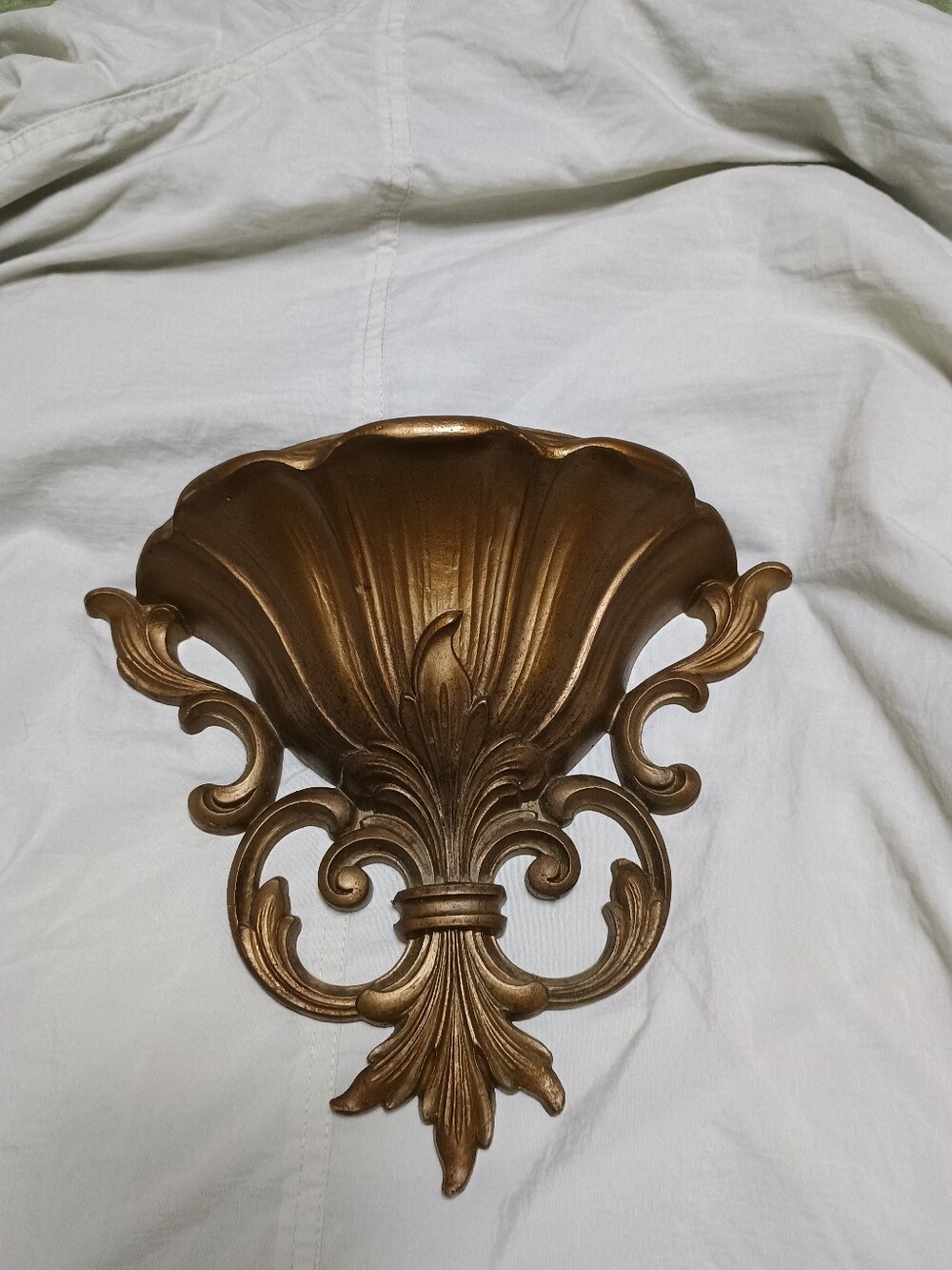 Vintage HOMCO 4446 Gold Wall Planter Pocket Baroque Decor 1962 60s